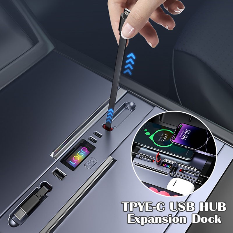 Controller Charging Dock - 45W集中制御急速充電格納式TPYE-C USBハブ拡張ドックカーアダプター電源付きスプリッター延長ケーブル