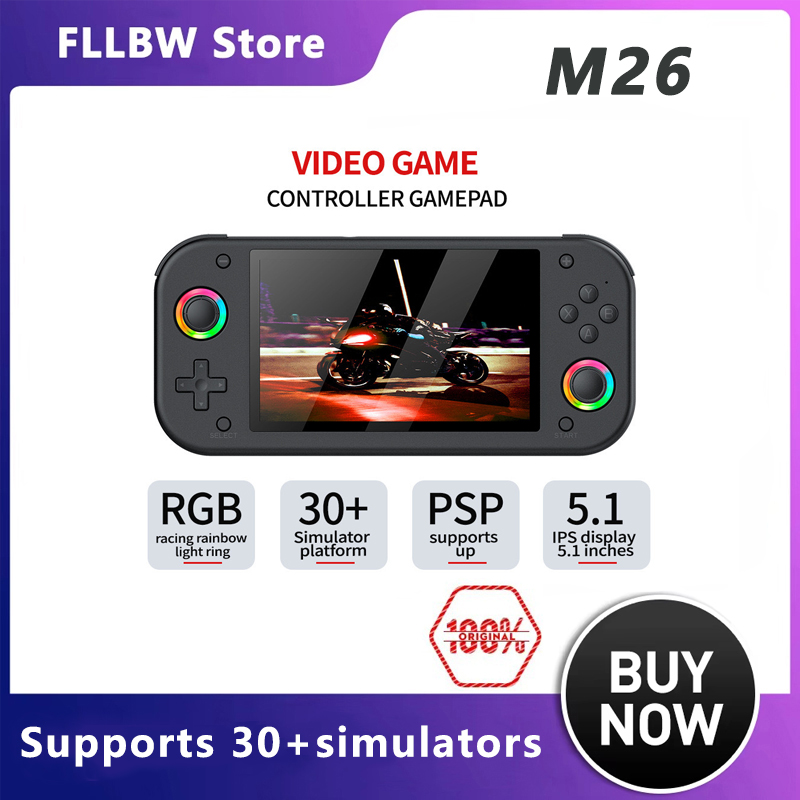 Gaming Console Youtube - M26携帯ゲーム機 キッズギフト 5.1インチ 64GB IPSスクリーン 3Dレトロ携帯ゲーム機