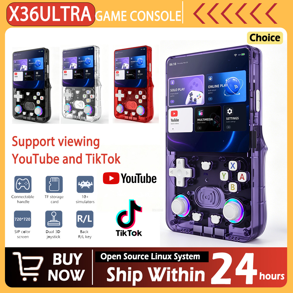 Gaming Console Youtube - 新型X36ウルトラレトロ携帯ゲーム機、4.0インチ画面でYouTubeやTikTokが再生可能なポータブルビデオプレーヤー搭載の携帯ゲーム機