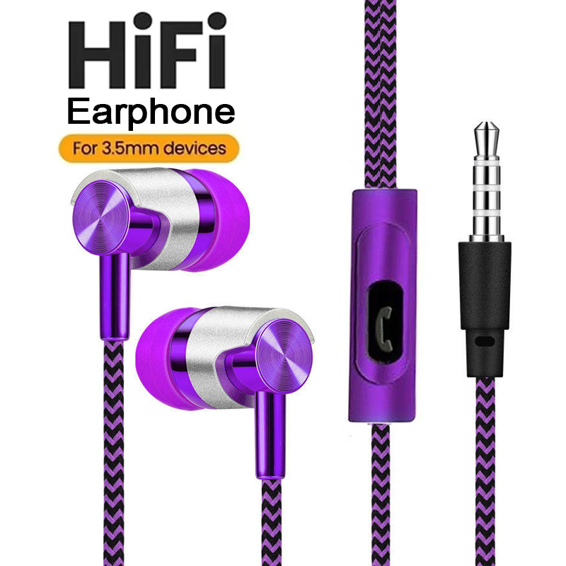 Gaming Headset Wired - 内蔵HDマイク 3.5mm有線イヤホン マイク付き もつれにくいケーブル設計 通勤用 音楽通話用ギア