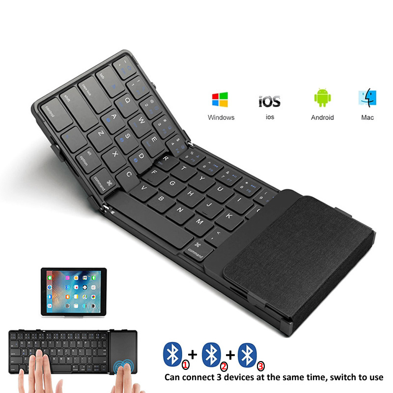 Gaming Console Ipad - BOW 韓国/ロシア ワイヤレス折りたたみキーボード タッチパッド/テンキー付き 充電式折りたたみ式 Bluetooth