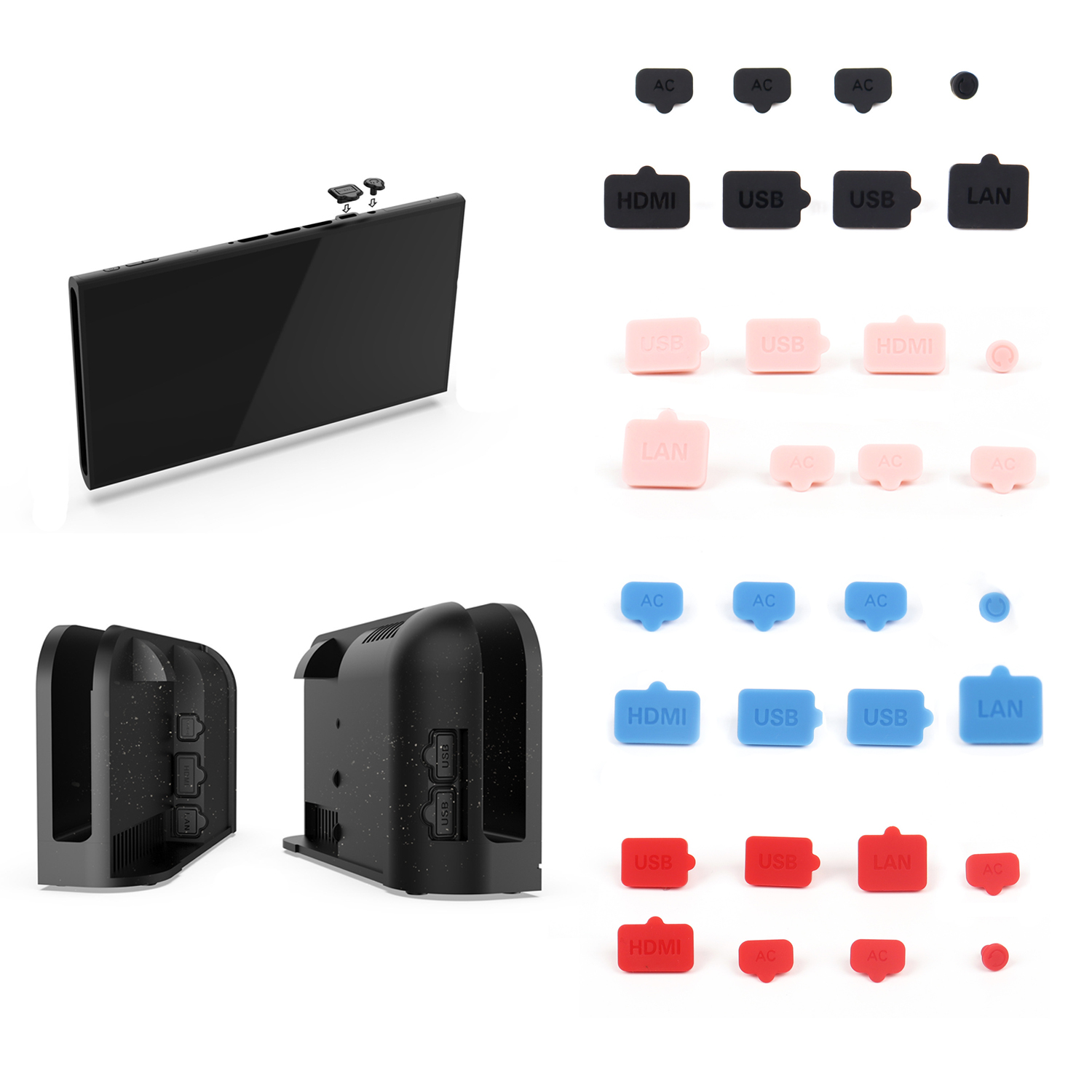 Nintendo Console Switch Oled - 防塵プラグ シリコン製 USB HDMI Type-C LAN
