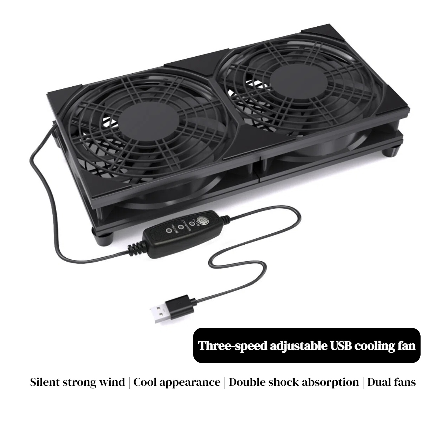 Gaming Console Controller - デュアルUSB冷却ファン（3段階速度調整付き） | ルーター、PC、ゲーム機用の5V高風量クーラー