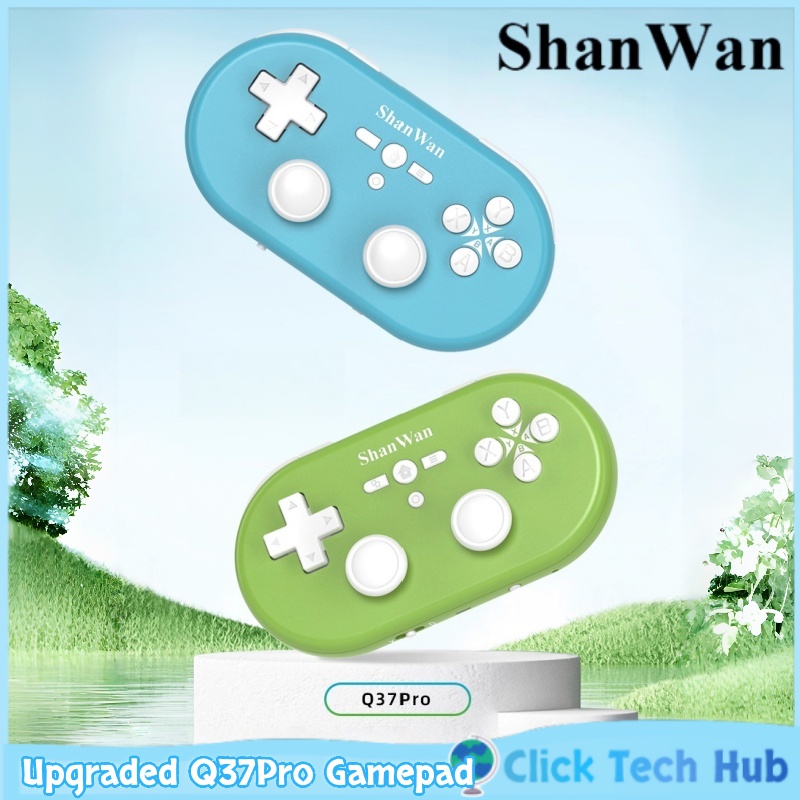 Gaming Console Bluetooth - アップグレードされたShanwan Q37proミニポータブルゲームコントローラー、デュアルホールワイヤレス、Android、Apple、PCでマウスとキーボードとしても使用可能
