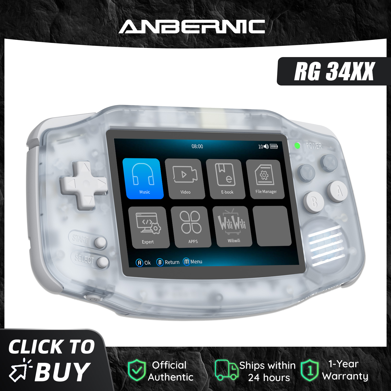 Gaming Console Years - Anbernic NEW RG34XX レトロゲーム機 64GB TFカード付き