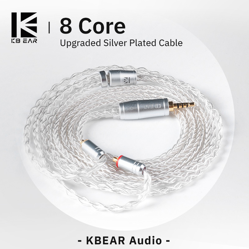 Gaming Headset Wired - KBEAR 8 コアアップグレードシルバー有線イヤホンケーブル 2PIN/MMCX/QDC ゲーミングヘッドフォンイヤフォンヘッドセット KBEAR