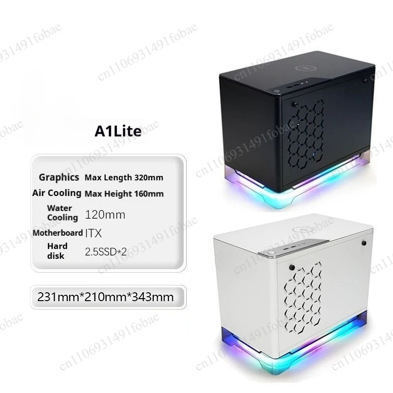 Gaming Console In - A1 Lite ITXミニケース、320mmグラフィックカード、160mmヒートシンク、デュアルタワー空冷式、オフィス/ゲーミングデスクトップコンソールケース対応