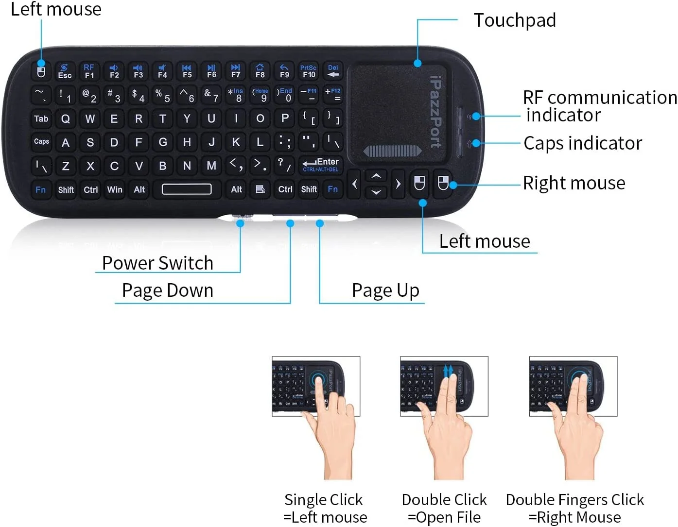 IPazzPort 2.4G ミニワイヤレスキーボード タッ - Gaming Console For Smart Tv のレビューと価格