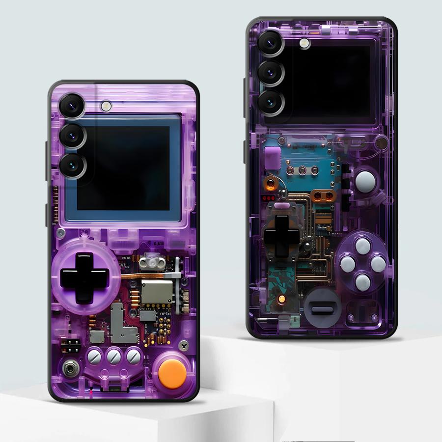 パープルゲーミングコンソール風スマホケース サムスン Gal - Gaming Console In のレビューと価格
