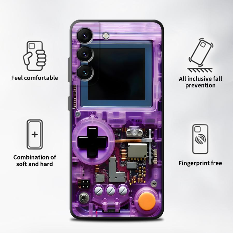 パープルゲーミングコンソール風スマホケース サムスン Gal - Gaming Console In のレビューと価格