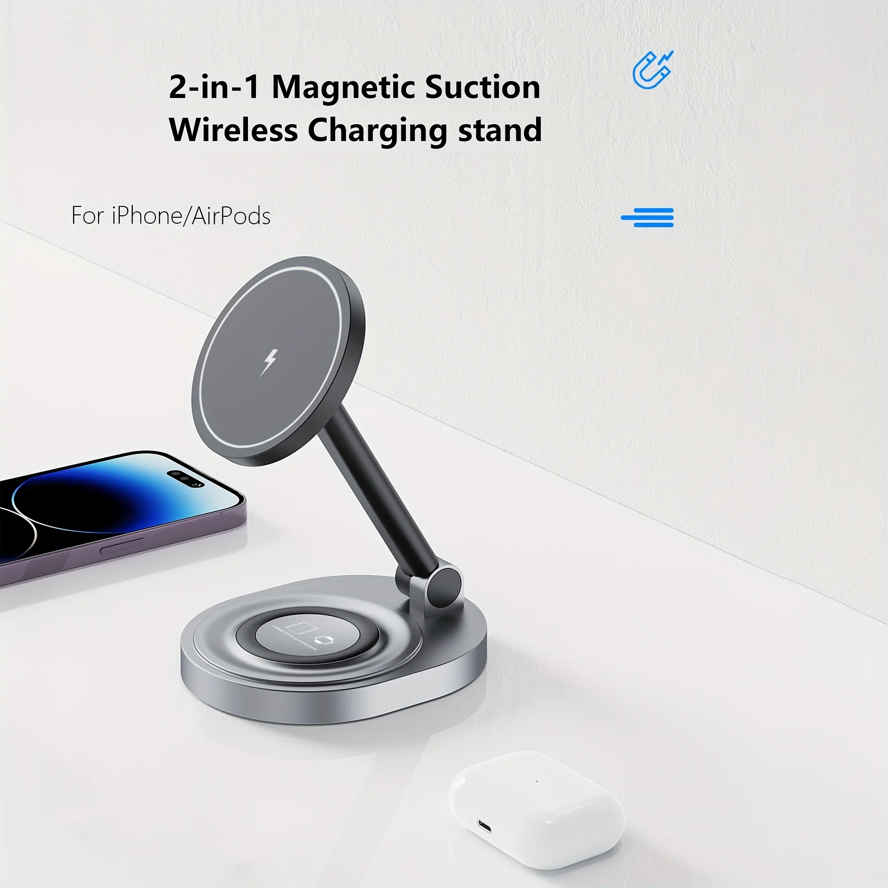 2 で 1 磁気ワイヤレス充電器スタンドパッド iPhone - Controller Charging Dock のレビューと価格