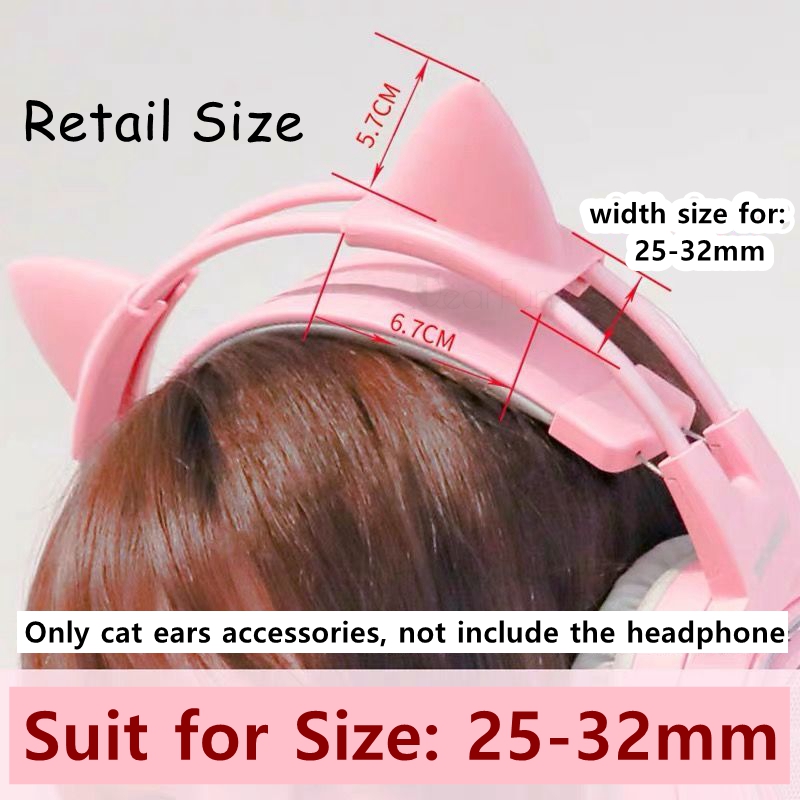 ピンクのシリコン猫耳ペンダントヘッドフォン用ワイヤレス有線ヘ - Gaming Headset Wired のレビューと価格